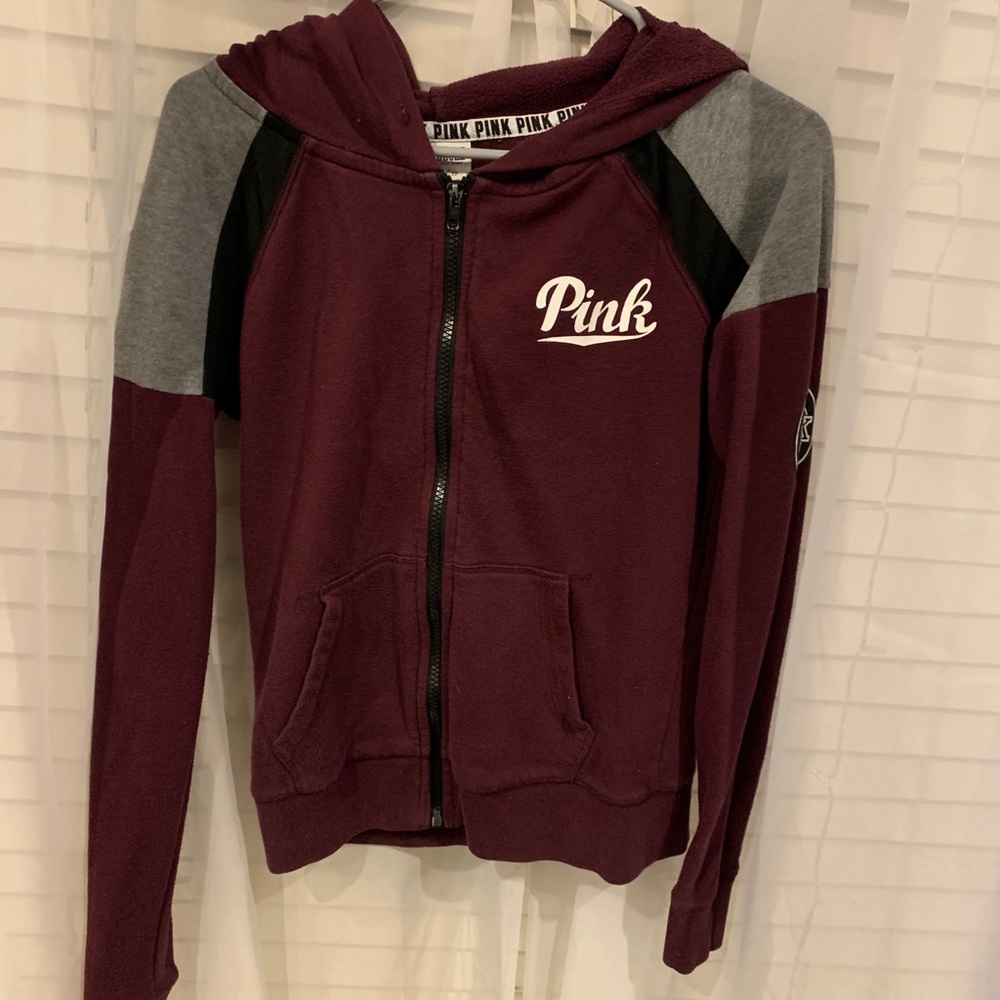 pink zip up hoodie